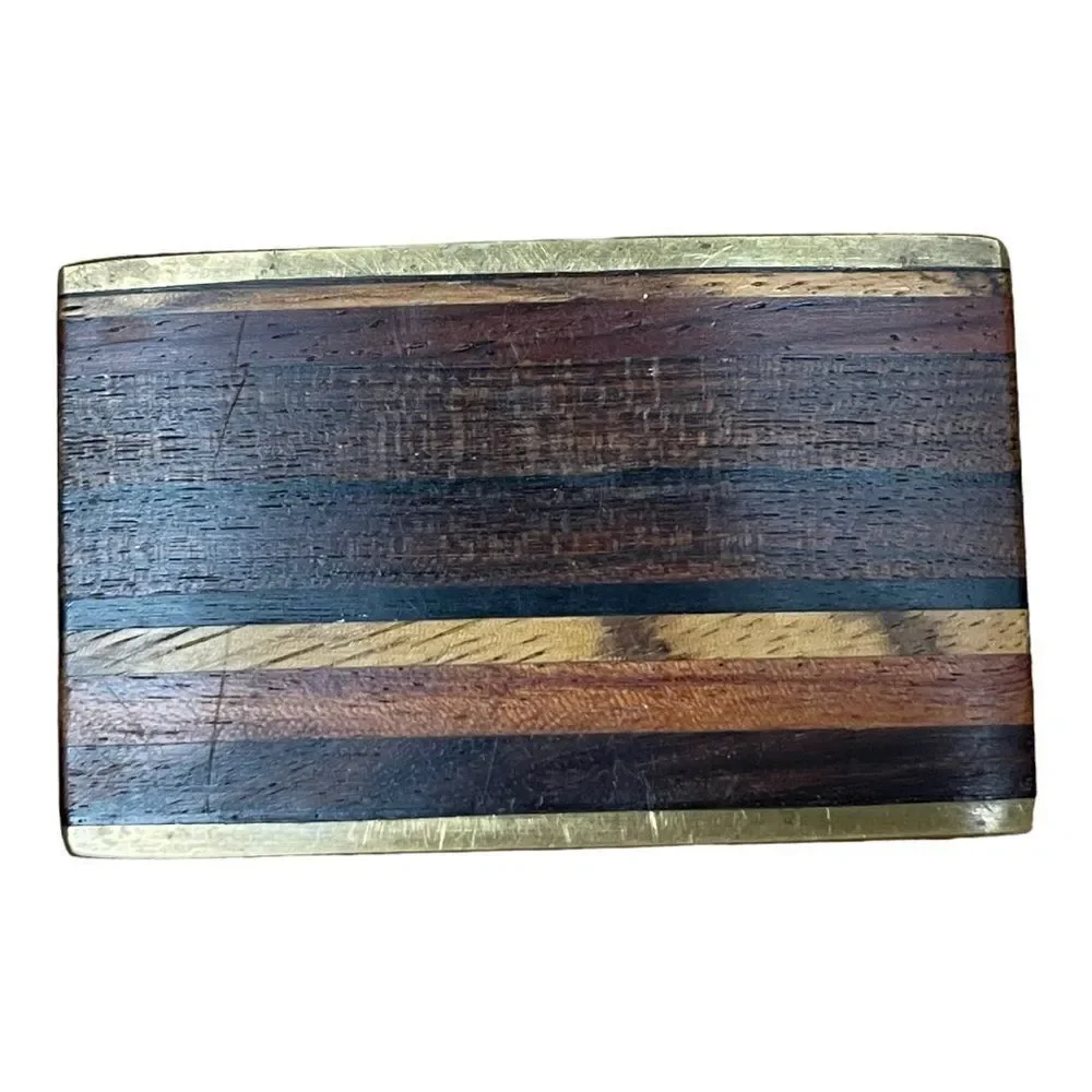 Vintage  Kenneth Reid Southwest Wood Brass Belt Buckle Bohemian Cowgirl Western